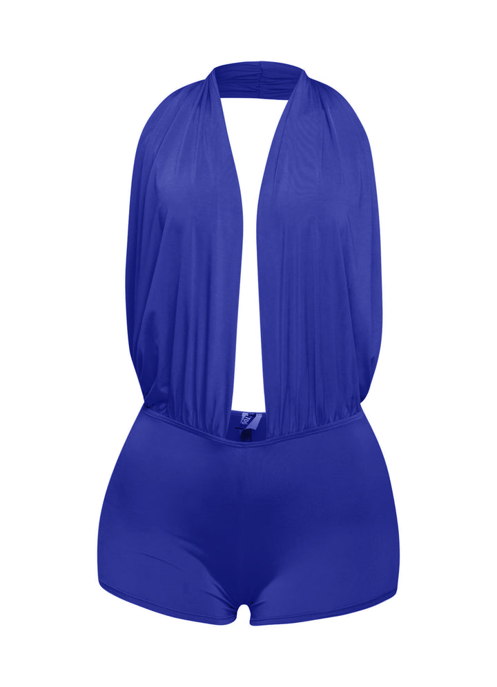 Low rise deep halter neck romper