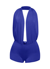 Low rise deep halter neck romper