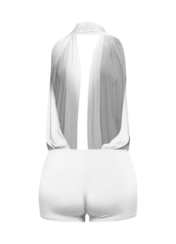 Low rise deep halter neck romper