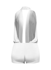 Low rise deep halter neck romper