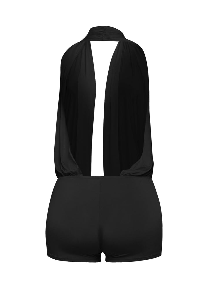 Low rise deep halter neck romper