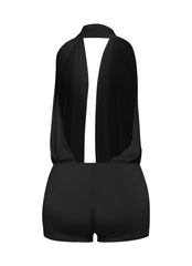 Low rise deep halter neck romper