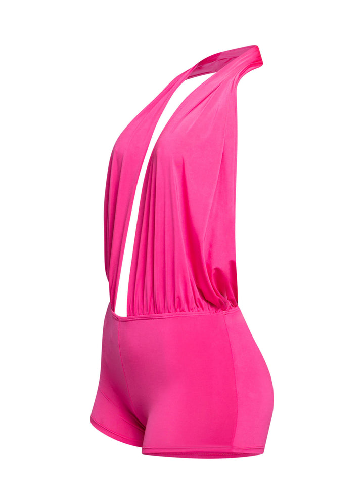 Low rise deep halter neck romper