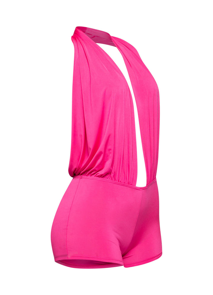 Low rise deep halter neck romper