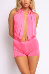 Low rise deep halter neck romper
