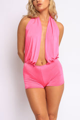 Low rise deep halter neck romper