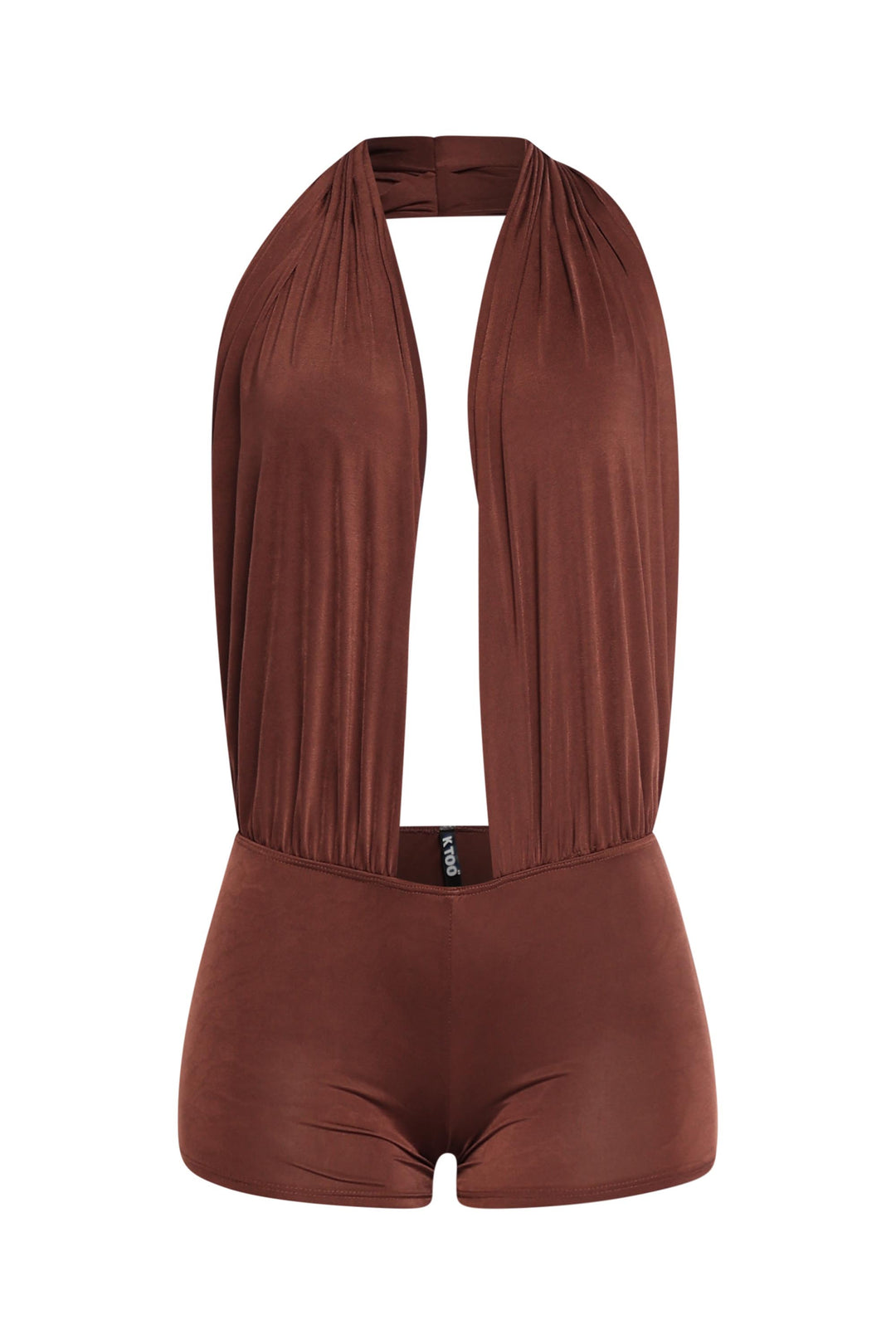 Low rise deep halter neck romper