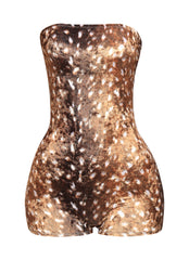 Deer printed velvet romper