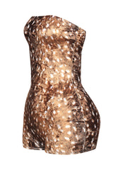 Deer printed velvet romper