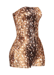 Deer printed velvet romper