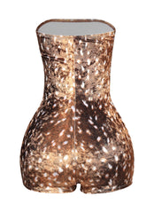 Deer printed velvet romper
