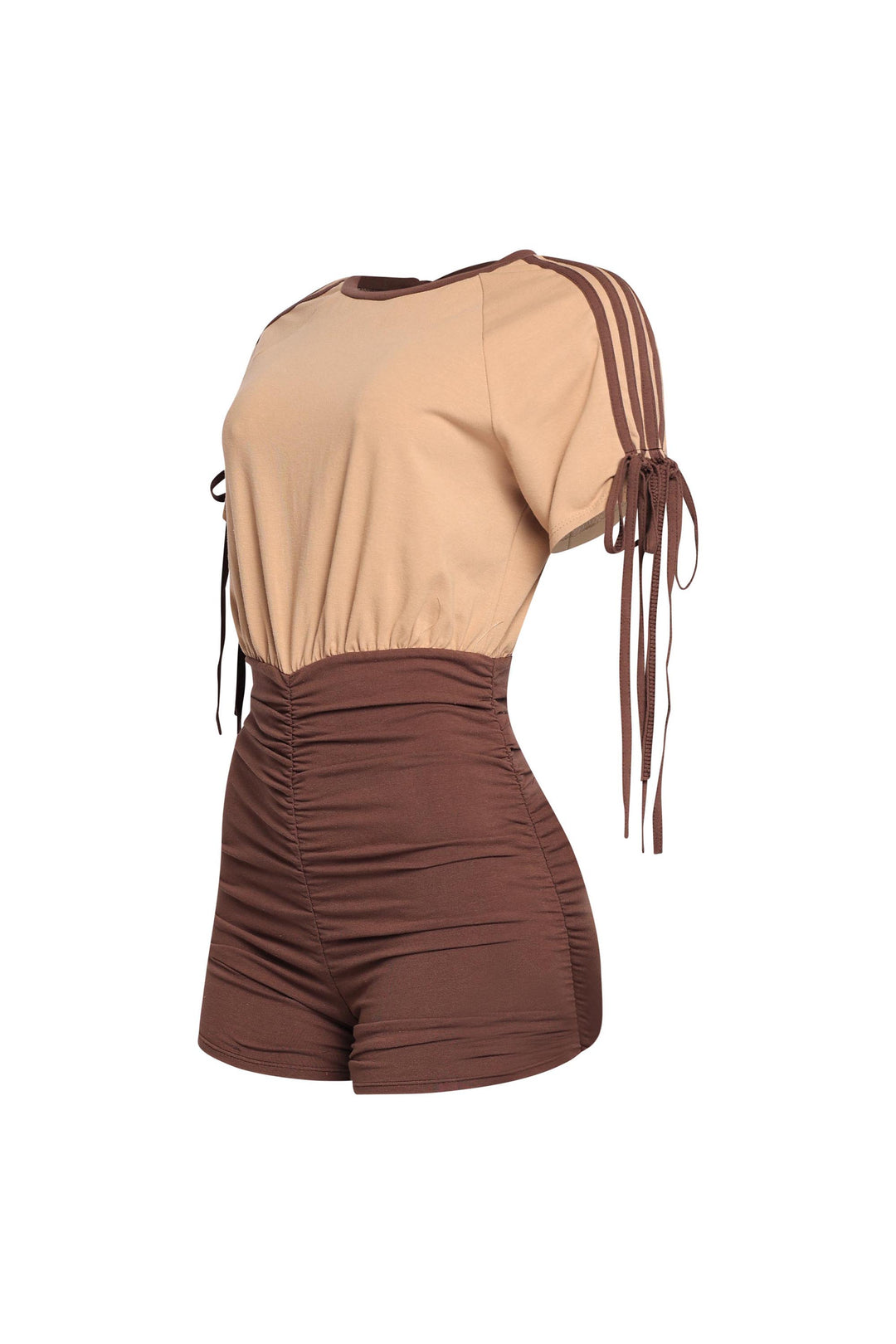 Sweet Twist Ruched Sleeve Romper..