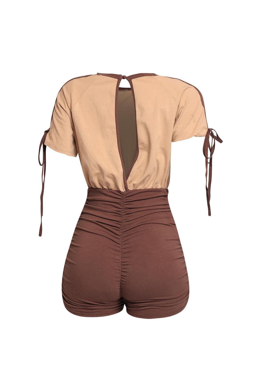 Sweet Twist Ruched Sleeve Romper..