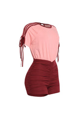 Sweet Twist Ruched Sleeve Romper
