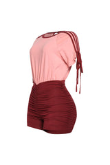 Sweet Twist Ruched Sleeve Romper