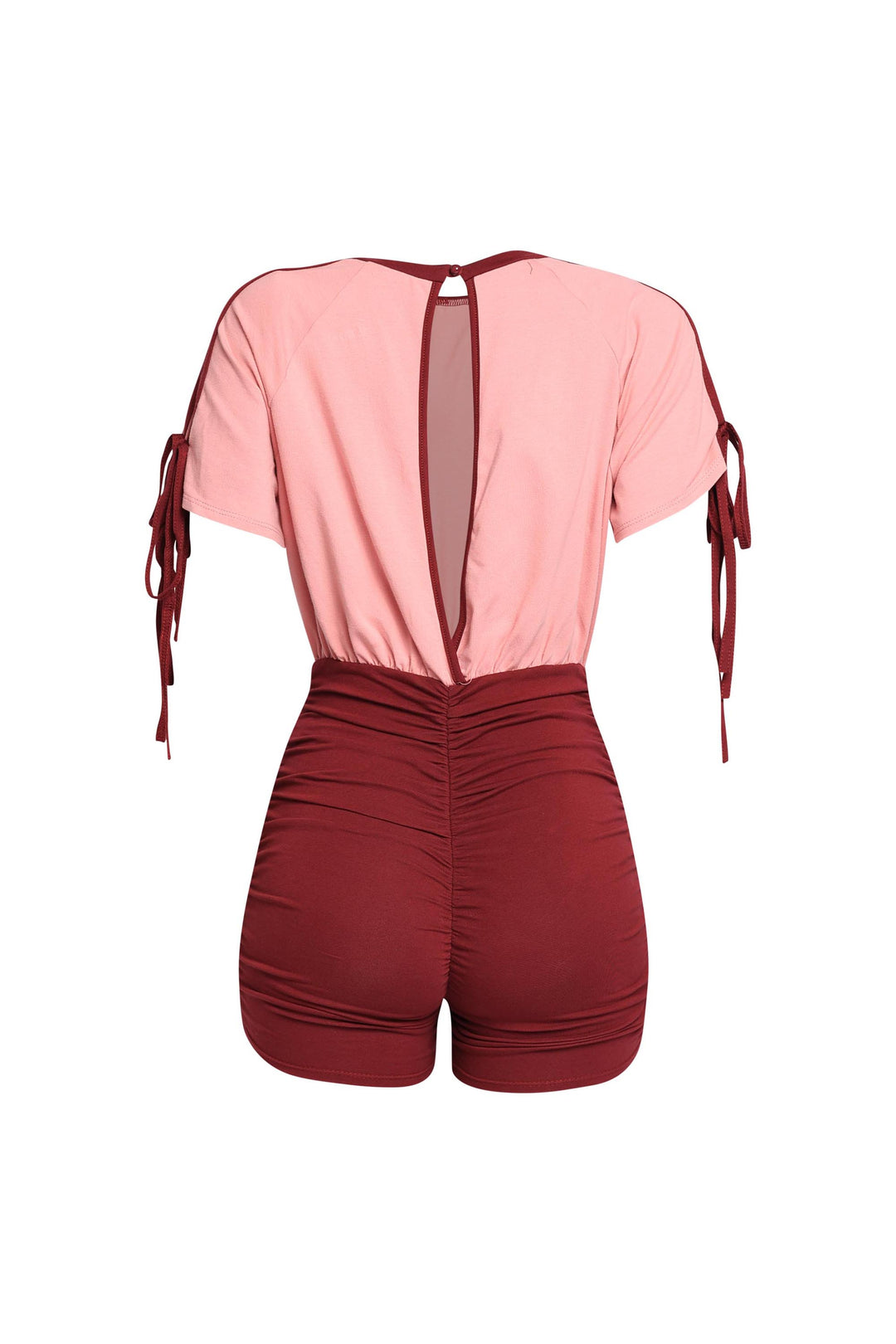 Sweet Twist Ruched Sleeve Romper..