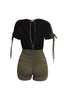 Sweet Twist Ruched Sleeve Romper