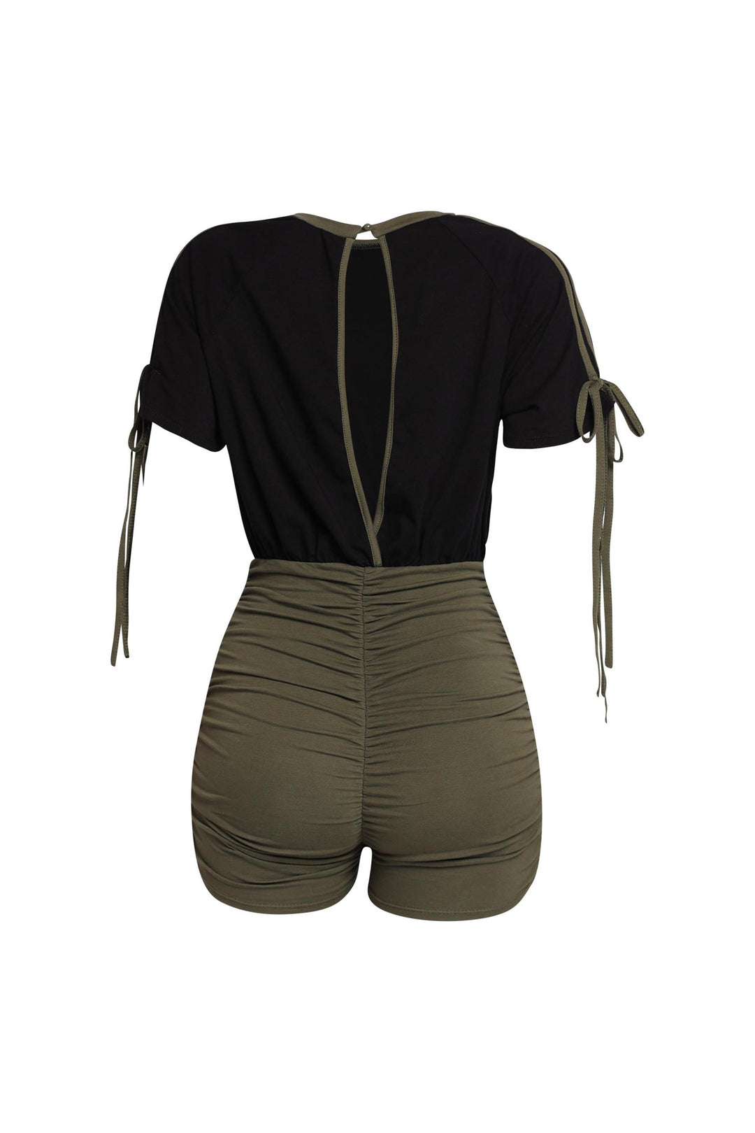 Sweet Twist Ruched Sleeve Romper..