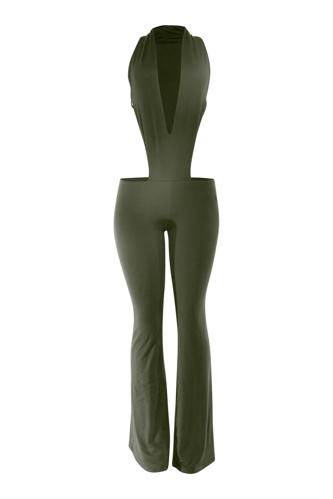 Green jumpsuit on a white background