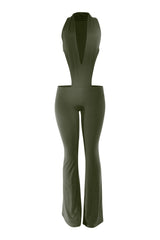 Green jumpsuit on a white background