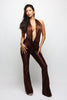 Velvet Hour Deep Cowl Halter Jumpsuit