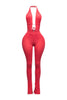 Halter open back bodysuit set