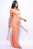 Off shoulder bodysuit set with wide leg ruffle pants