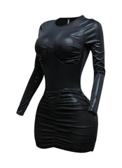 Liquid foiled bodysuit & mini skirt set