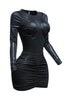 Liquid foiled bodysuit & mini skirt set
