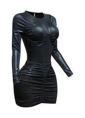 Liquid foiled bodysuit & mini skirt set