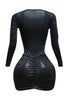 Liquid foiled bodysuit & mini skirt set
