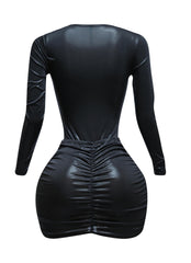 Liquid foiled bodysuit & mini skirt set