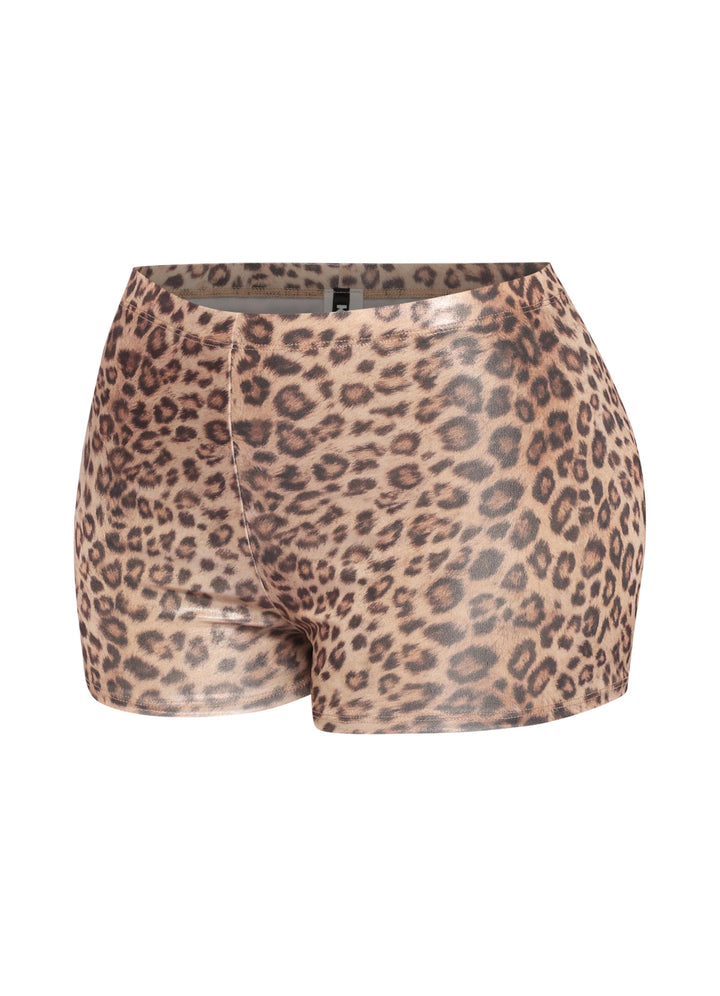 Foiled animal printed highwaisted shorts
