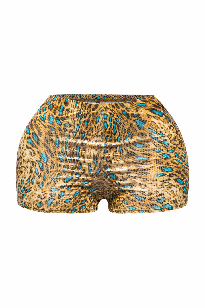 Foiled animal printed highwaisted shorts