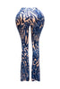 Foiled animal printed slit hem flared pants