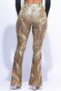 Foiled animal printed slit hem flared pants