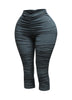 All over ruched denim pu capri