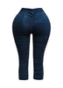All over ruched denim pu capri