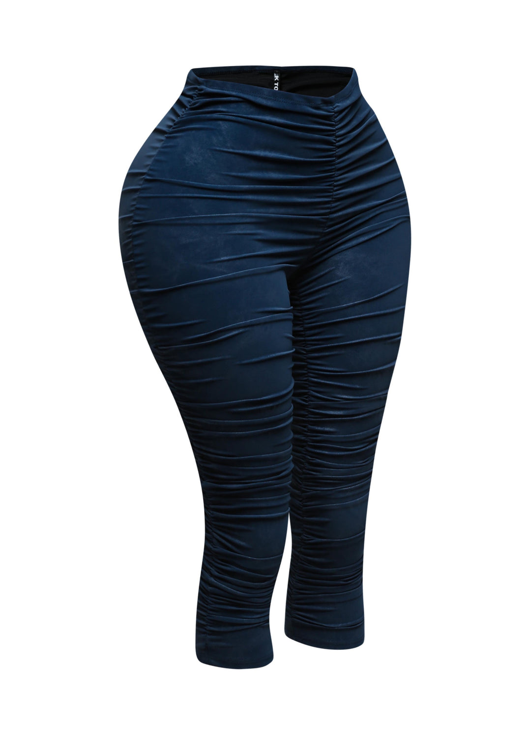 All over ruched denim pu capri