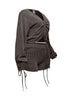 Ruched drawstring long sleeve crop top & shorts set