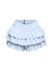 Solid ruffled shorts