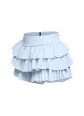 Solid ruffled shorts
