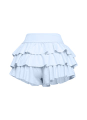 Solid ruffled shorts