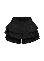 Solid ruffled shorts