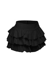 Solid ruffled shorts