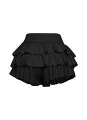 Solid ruffled shorts