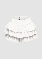 Solid ruffled shorts