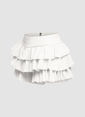 Solid ruffled shorts
