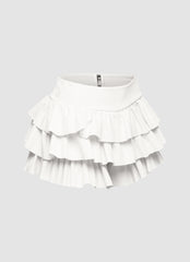 Solid ruffled shorts