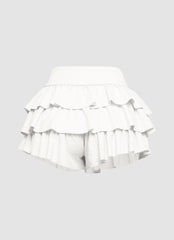 Solid ruffled shorts